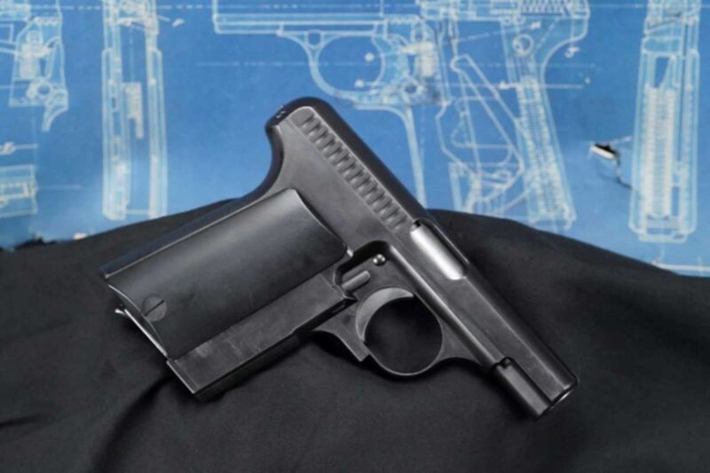 GunBroker.com Item #973457872: Elbert Searle Savage Prototype Squeeze-Cocker Semi-Auto Pistol & Blueprints - Part of Top 21 Most Expensive Items Sold on GunBroker.com May 2023