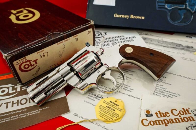 Colt Python 3" Factory Nickel with Python Book, Box & Letter - GunBroker