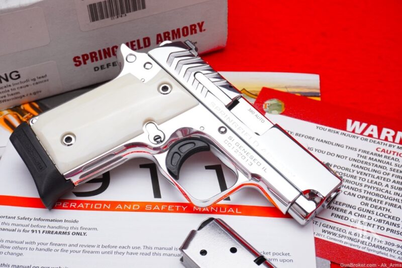 Unique Springfield 911 Semi Auto .380 W/Box Polished Stainless Finish