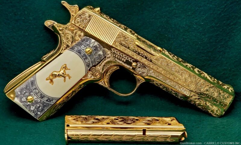1960 Colt 38 Super Full Engraved 24k Gold Plated Pre 70s 1911
