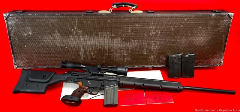 GunBroker Item #1091228982, Heckler & Koch PSG1 Holy Grail Sniper w/ Test Target & Original Case was sold for $35,025.00 on 3/9/2025