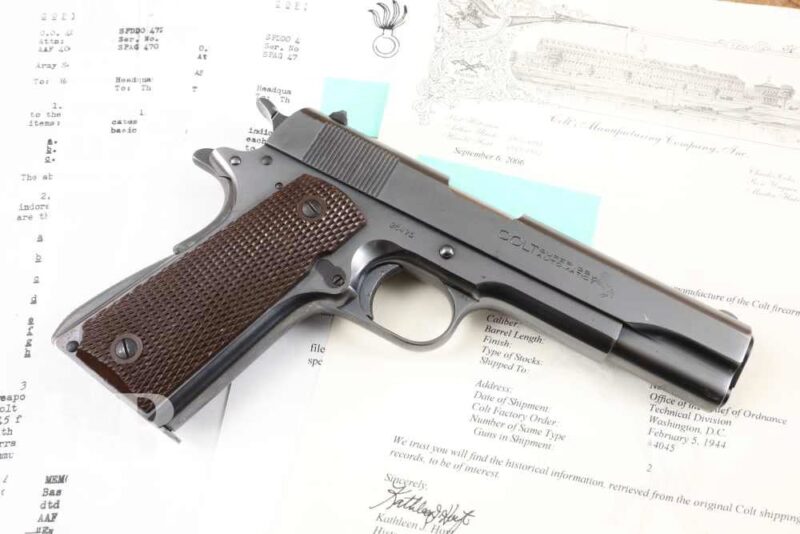 GunBroker Item #1105069794, Colt .38 Super Semi Auto Pistol 5" MFD 1944 & Factory Letter & Paperwork was sold for $20,525.00 on 06/08/2025