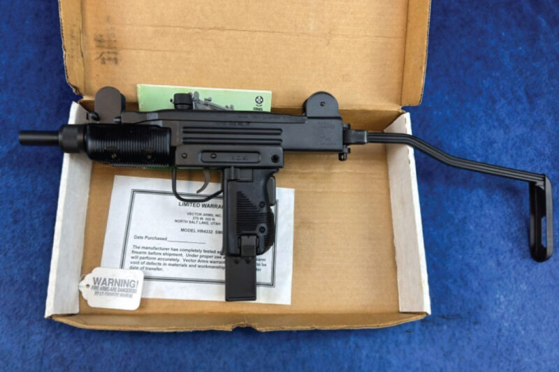 GunBroker Item #1120678346, Group Vector Mini Uzi with box and Hebrew Lower sold for $32,000.00 on 11/07/2025