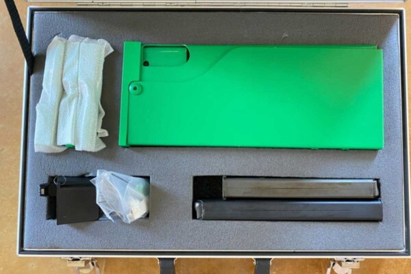 TRANSFERABLE-Pearl-Mfg-UC9-UC-9-Foldable-SMG-eForm-3-Kawasaki-Green-NIB-9mm_IN-CASE