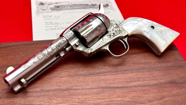 LETTERED 1909 COLT SAA .45 COLT 4 3/4" NICKEL *FIRST GEN FACTORY ENGRAVED*